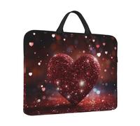 360° Protective Laptop Sleeve 14 in Laptop Case Bag Red Glitter Heart Computer Carrying Cover with Handle