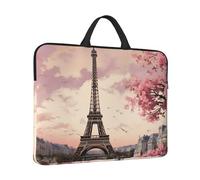 360° Protective Laptop Sleeve 14 in Laptop Case Bag Romantic Paris Tower Computer Carrying Cover with Handle