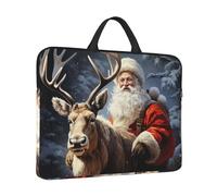 360° Protective Laptop Sleeve 14 in Laptop Case Bag Santa Claus and Deer Elk Computer Carrying Cover with Handle