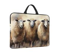 360° Protective Laptop Sleeve 14 in Laptop Case Bag Sheeps Watercolor Computer Carrying Cover with Handle