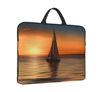 360° Protective Laptop Sleeve 14 in Laptop Case Bag Sunset Beach Sailboat Computer Carrying Cover with Handle