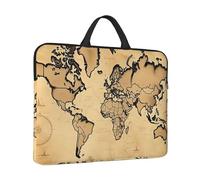 360° Protective Laptop Sleeve 14 in Laptop Case Bag Vintage World Map Computer Carrying Cover with Handle