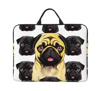 360° Protective Laptop Sleeve 14 Inch Black Yellow Pug Laptop Case with Handle Shockproof Computer Bag Waterproof Briefcase Handbags Portable Laptop Bag Gifts for Men Women