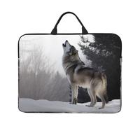 360° Protective Laptop Sleeve 14 Inch Howling Wolf Laptop Case with Handle Shockproof Computer Bag Waterproof Briefcase Handbags Portable Laptop Bag Gifts for Men Women