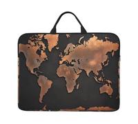 360° Protective Laptop Sleeve 14 Inch Rust Color World Map with Handle Shockproof Waterproof Computer Bag Laptop Briefcase Gifts for