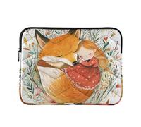 360 Protective Portable Laptop Cases 13-14 In quilted Notebook Computer Pocket for Travel Business-Chubby Fox Perfect with A Little Girl L