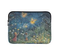 360 Protective Water Resistant Laptop Zipper Case 13-14 In quilted Computer Briefcase with Zipper for Men Women-Firefly Lighting Up The Summer Night M