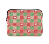 360 Protective Waterproof Computer Bag 13-14 In quilted Laptop Bag with Zipper for Work Journey-Merry Christmas Red Green Love Plaid L