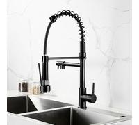 360° Pull-Out Kitchen Faucet with Sprayer, Single Handle, Dual Outlet, Matte Black, Flexible and Elegant Design for Modern Kitchens