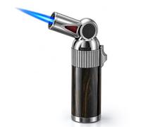 360° Quad-Jet Windproof Lighter, Metal body with one-touch flame lock, Adjustable flame, refillable, Ideal for outdoor camping and fireplaces (fuel not included)(Black)