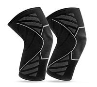 360 RELIEF - 1 Pair Knee Support for Women & Men, Compression Knee Sleeves for Sports, Running, Squats, and Workouts, Flexible & Comfortable Fit, Large, Black/White + Laundry Bag