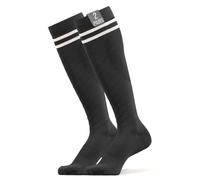 360 RELIEF 2 Pairs Compression Socks for Women Men, 15-20 mmHg Supports Circulation, Travel Flight Socks, Pregnancy Stockings L/XL, Black with 2 White lines + Laundry Bag