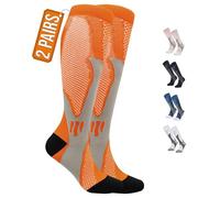 360 RELIEF 2 Pairs Compression Socks for Women & Men - Graduated Support - Ideal for Running, Travel, Pregnancy, 15-20 mmHg, S/M, Blue