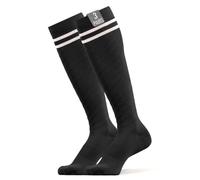 360 RELIEF 3 Pairs Compression Socks for Women Men, 15-20 mmHg Supports Circulation, Travel Flight Socks, Pregnancy Stockings S/M, Black with 2 White lines + Laundry Bag
