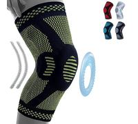 360 RELIEF - Compression Knee Brace with Gel Pads and Side Knee Stabilizers, Joint Support, Comfort, Active Recovery, Running, Workout Protection - Medium, Green + Laundry Bag