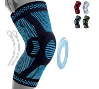 360 RELIEF - Compression Knee Brace with Gel Pads and Side Knee Stabilizers, Joint Support, Comfort, Active Recovery, Running, Workout Protection - Medium, Blue + Laundry Bag