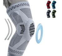 360 RELIEF - Compression Knee Brace with Gel Pads and Side Knee Stabilizers, Joint Support, Comfort, Active Recovery, Running, Workout Protection - Large, Grey + Laundry Bag