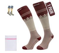 360 RELIEF Compression Socks for Women & Men - 15-20 mmHg Travel Flight Socks - Graduated Support - Ideal for Running, Cycling & during Maternity - L/XL, Brown with Laundry Bag