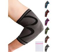 360 RELIEF Elbow Support for Men, Women, Kids, 1 Pack Compression Elbow Sleeve for Tennis, Golfers Elbow, Sports, Fitness, Gym, Weightlifting, Small, Black + Laundry Bag