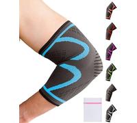 360 RELIEF Elbow Support for Men, Women, Kids, 1 Pack Compression Elbow Sleeve for Tennis, Golfers, Sports, Fitness, Gym, Weightlifting, XL, Blue + Laundry Bag