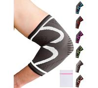360 RELIEF Elbow Support for Men, Women, Kids, 1 Pack Compression Elbow Sleeve for Tennis, Golfers, Sports, Fitness, Gym, Weightlifting, Medium, Grey + Laundry Bag