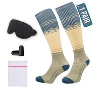 360 RELIEF Eye Mask + Compression Socks for Women & Men - 15-20 mmHg Travel Flight Socks - Graduated Support - Ideal for Running, Cycling (Eye Mask + Ear Plugs + 1Pair-Green Pattern Socks, L/XL)