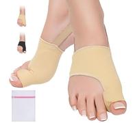 360 RELIEF Silicone Bunion Corrector with Gel Pads and Heel Strap - Big Toe Separator & Straightener for Comfort and Support - Reduces Pressure & Soreness - 1 Pair (Beige, Small) + Laundry Bag