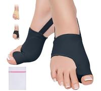 360 RELIEF Silicone Bunion Corrector with Gel Pads and Heel Strap - Big Toe Separator & Straightener for Comfort and Support - Reduces Pressure & Soreness - 1 Pair (Black, Medium) + Laundry Bag