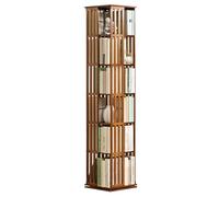 360° Revolving Bookshelf, 5/6 Tiers Bamboo Student Bookshelf, Corner Floor Standing Bookshelves Storage Organizer Cabinet Rack, Suitable For Living Room and Bedroom