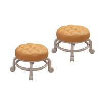 360° Rolling Stool Set with Wheels Comfortable PU Leather Padded Low Seat for Kitchen Library Salons - Perfect for Home & Office Use