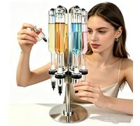 360° Rotary Manual Perfume Dispenser with 6 Pump Heads, Liquid Filling Transfer Tools Kit for Perfume Shop, Bar, Salon, Lab - 375ml Capacity