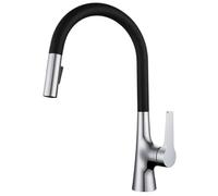 360° Rotat Kitchen Pull-Out Faucet, Gun Gray Brass Single Hole Deck Mount, Hot & Cold Water Sink Tap, Slish Black Ch h for Modern Kitchens