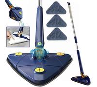 360° Rotatable Adjustable Cleaning Mop Extendable Triangle Mop with Long Handle Hand Twist Quick Dry Mop Multifunctional Microfiber Wet and Dry Mop for Floor Wall with 3 Replacement Pads