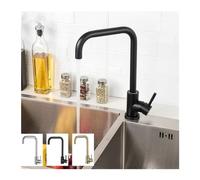 360° Rotatable Black & Gold Stainless Steel Kitchen Faucet - Stylish Bridge Mixer Tap for Hot & Cold Water, Perfect for Modern Kitchens & Elegant Sinks