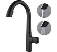 360° Rotatable Black Kitchen Faucet, Dual Spray Funct, Full Copper Construct, Pull-Down Design, Kitchen Tap for Modern Home, and Ele