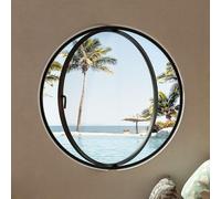 360° Rotatable Black Round Tempered Glass Porthole WindowFlush Mount Aluminum Alloy Portlight for Sheds Boats and RVsDurable Stylish and Easy to Install