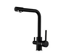 360° Rotatable Brass Kitchen Faucet Dual Handle Mixer Tap Drinking Water Safe Durable Kitchen Sink Faucet Easy Installation Modern Design for Home and Restaurant Use,Black