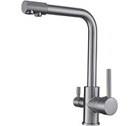 360° Rotatable Brass Kitchen Faucet Dual Handle Mixer Tap Drinking Water Safe Durable Kitchen Sink Faucet Easy Installation Modern Design for Home and Restaurant Use,Nickel