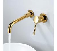 360° Rotatable Brushed Gold Wall Mounted Bathroom Mixer Tap Concealed Basin Sink Faucet Modern Luxury Design for Effortless Style and Functionality LWX