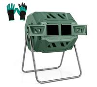 360 Rotatable Compost Bin 160L Dual Chamber Composting Tumbler