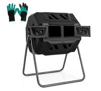 360 Rotatable Compost Bin 160L Dual Chamber Composting Tumbler