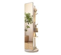 360° Rotatable Full Body Mirror, 2-in-1 Floor Mirrors and Coat Rack, Wood Full Length Mirror with Coat Rack, For Bedroom, Living Room
