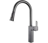360° Rotatable Kitchen Faucet Easy Mount Extendable Faucet for Sink 2 Modes Single Hole Design for Hot & Cold Water Grey Finish & Stylish