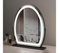 360° Rotatable LED Vanity Mirror with Touch Screen - Elegant Oval Design in Black Finish, Perfect for Makeup & Grooming, Ideal Dressing Table Accessory (50x58cm)