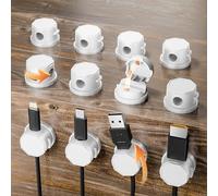 360° Rotatable Magnetic Cable Clips - Self Adhesive Wire Organisers for Desk, Nightstand, Home, Office, Car - Cable Tidy Clips for Charging Cables, USB Cords, Mouse & Keyboard Wires(12, White)
