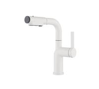360° Rotatable Pull-Down Bathroom Faucet, Single Handle Mixer for Hot & Cold Water, Modern White Stainless Steel Sink Tap, 3 Water Flow Modes, Sl esign