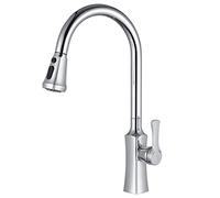 360° Rotatable Pull-Down Kitchen Faucet Dual Function Brass Mixer Tap for Hot & Cold Water Chrome Finish Single Handle Kitchen Sink Faucet