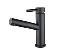 360° Rotatable Pull-Out Bathroom Faucet - Stainless Steel Basin Mixer Tap, Single Handle Hot & Cold Water, Multi-Function Retractable Sink Faucet, Matte Black Finish