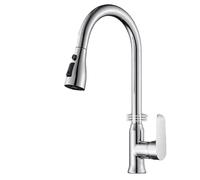 360° Rotatable PullOut Kitchen Faucet Hot & Cold Water Sl lack & Silver Finish Single Hole Design Dual Spray Head for Modern Kitchens Easy Installation