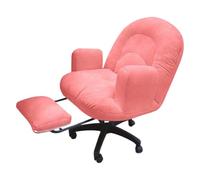 360° Rotatable Reclining Chair Cotton & Linen Fabric 3-Position Adjustable Backrest Cozy Lounge Chair for Living Room Bedroom Balcony (Pink)